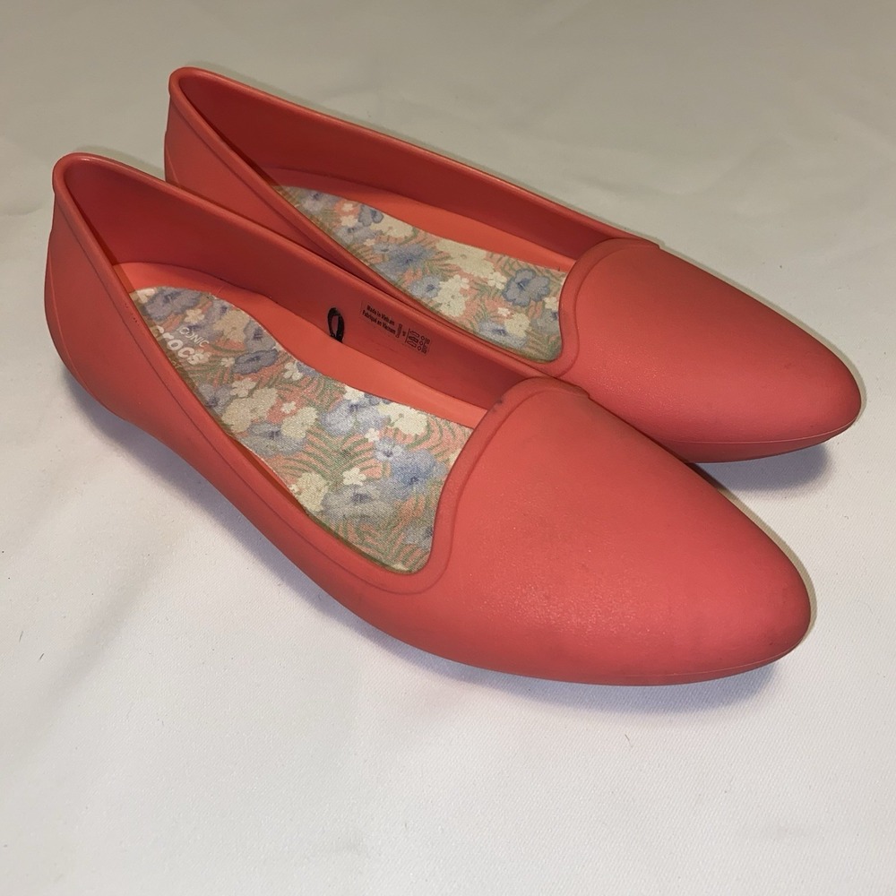 Crocs Iconic Comfort Eve Flat Women's US 8 Ballet Flat Pointed Toe Classy Salmon